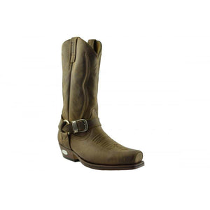 Loblan 2618 Brown Waxy Leather Mens Cowboy Boots Classic Biker Hand Western - www.loblanboots.com