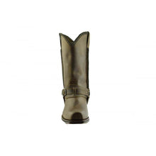 Load image into Gallery viewer, Loblan 548 Brown Waxy Leather Mens Cowboy Boots Classic Biker Square Chisel Toe - www.loblanboots.com
