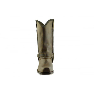 Loblan 548 Brown Waxy Leather Mens Cowboy Boots Classic Biker Square Chisel Toe - www.loblanboots.com