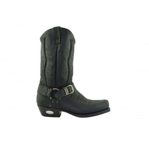 Loblan 2618 Black Waxy Leather Mens Cowboy Boots Classic Biker Western - www.loblanboots.com